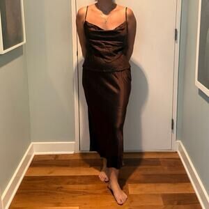 Reformation 100% silk skirt and top set